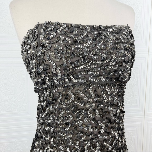 Alice & Olivia Strapless Sequin Mesh Mini Dress 2 - Picture 3 of 10